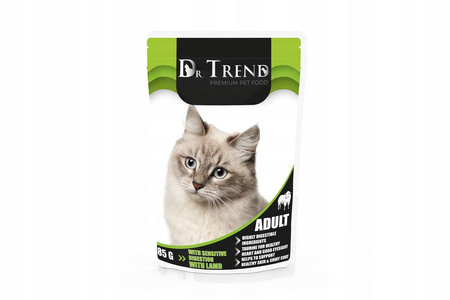 DR. TREND "Sensitive digestion" Premium πλήρης υγρή τροφή για ενήλικες γάτες με ευαίσθητο πεπτικό σύστημα με αρνί 85 g